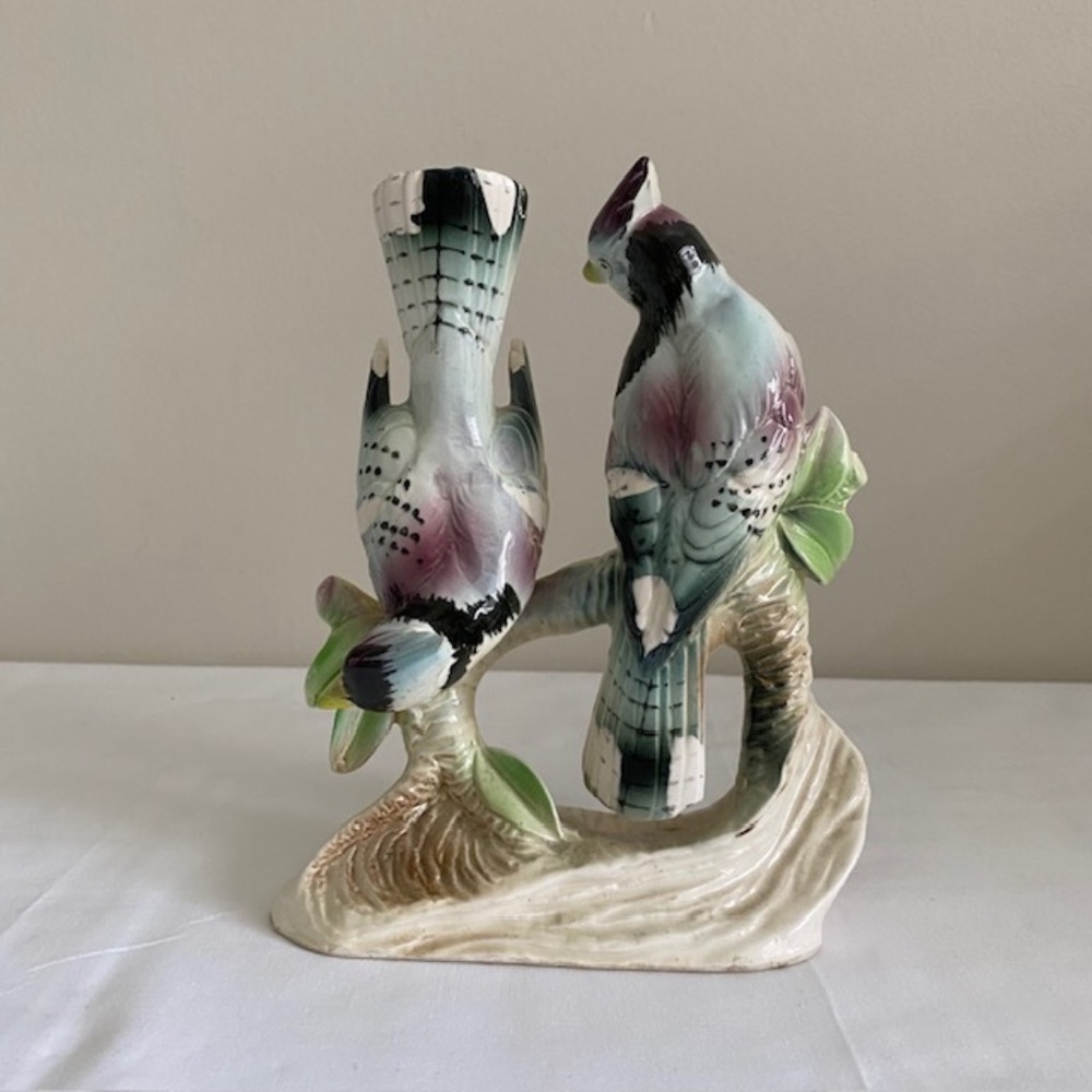 Vintage Blue Jays Hand Painted Porcelain Mid Century Made in Japan